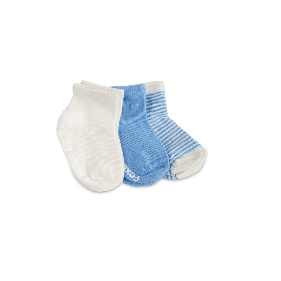 3 pack of blue soft modal cotton baby socks.