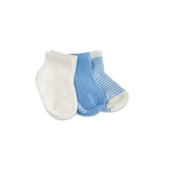3 pack of blue soft modal cotton baby socks.