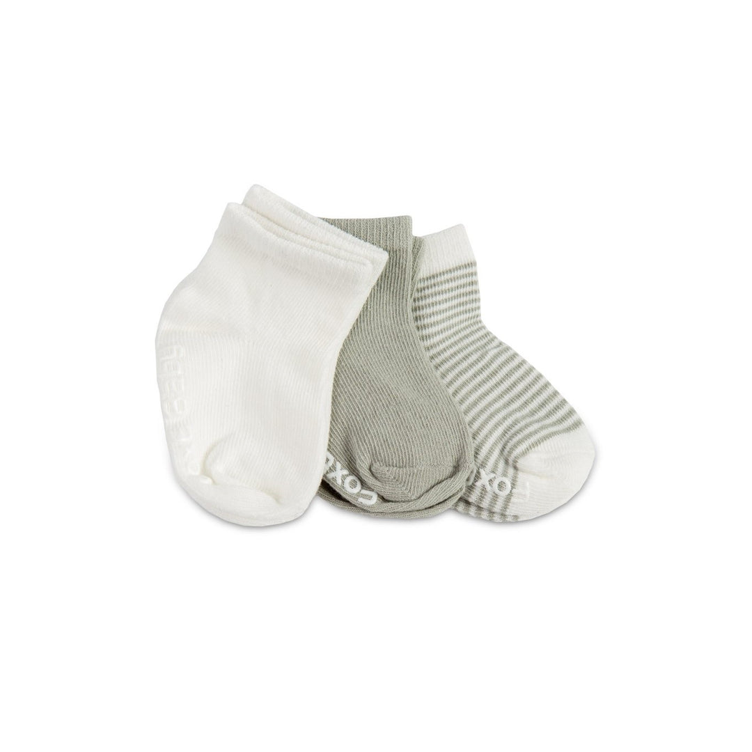 3 pack of grey soft combed cotton baby socks.