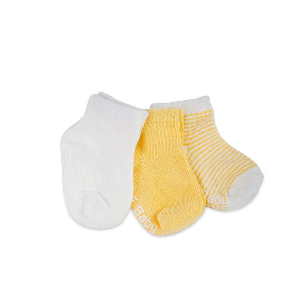 3 pack of yellow soft modal cotton baby socks.