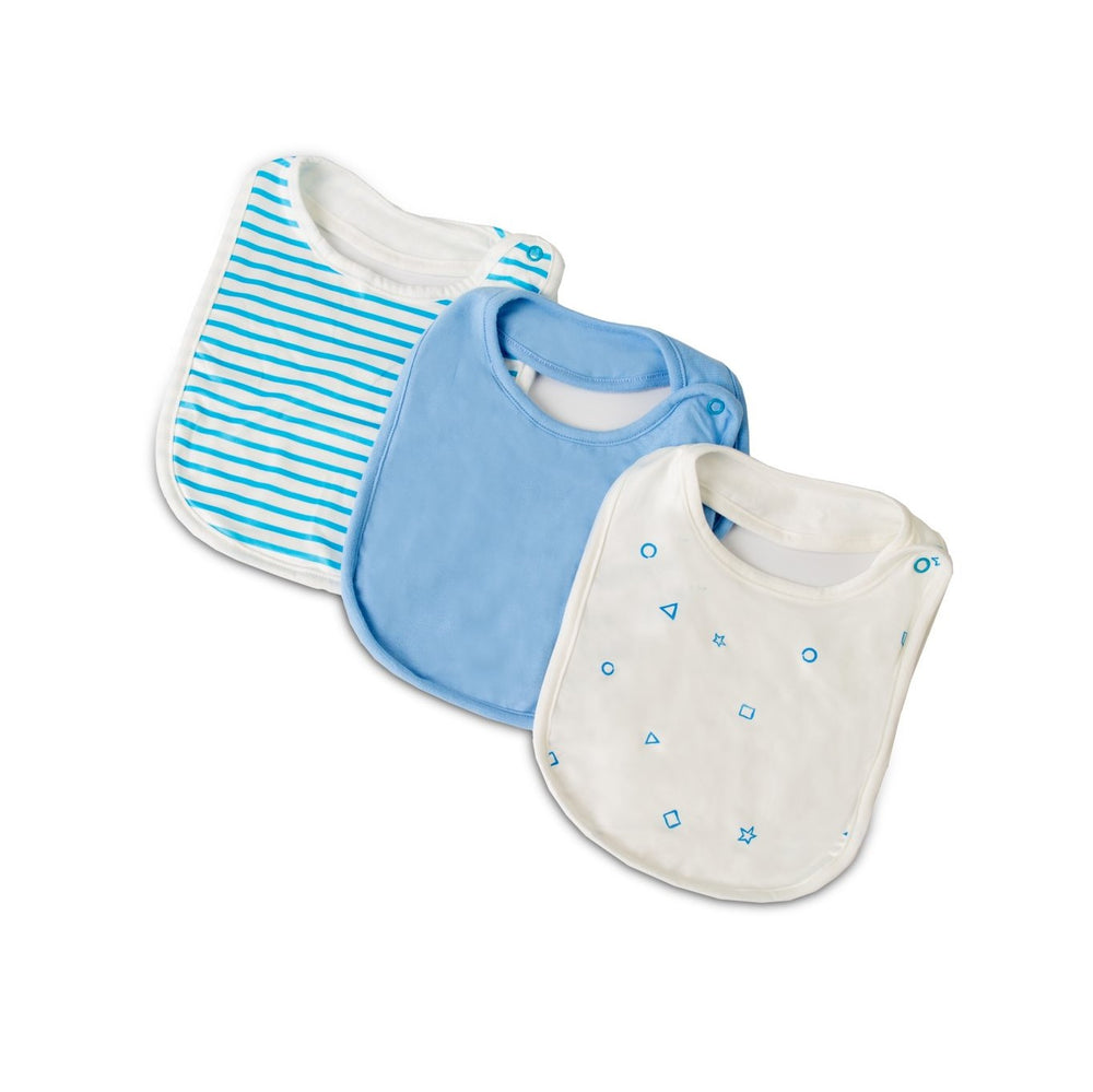 blue Baby Bibs / drool cloths 3 pack - FoxE Baby.