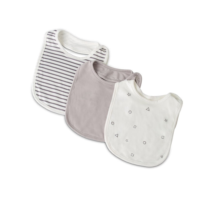 Grey Baby Bibs / drool cloths 3 pack - FoxE Baby.