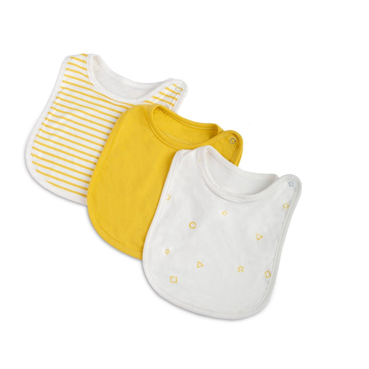 Yellow Baby Bibs / drool cloths 3 pack - FoxE Baby.
