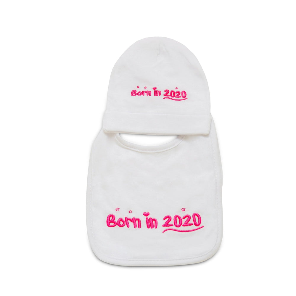 Born In 2020 Baby bib and Beanie gift set - FoxE Baby
