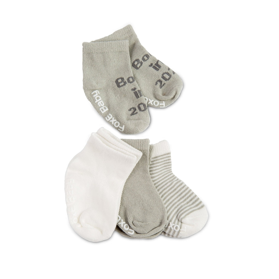 Born In 2022, 4 pack of 100% jersey cotton socks - FoxE Baby