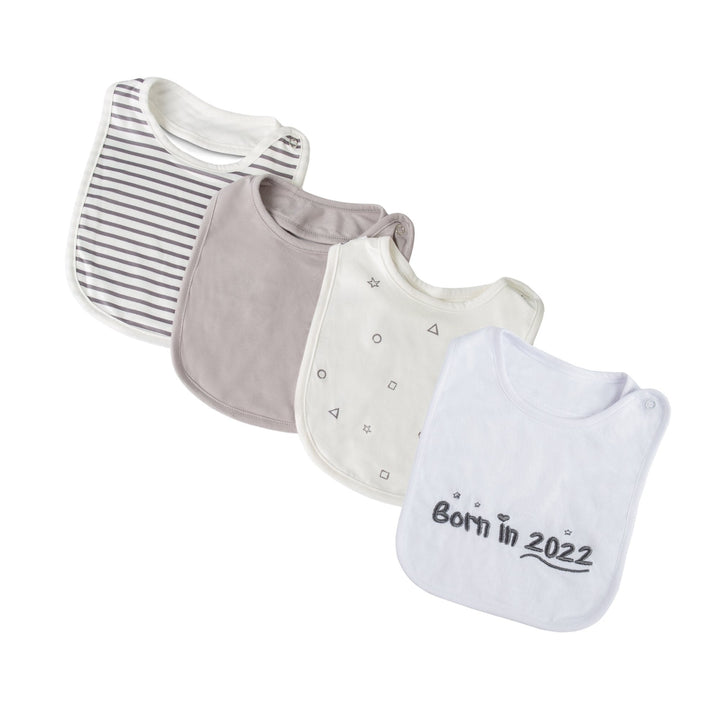 Born in 2022 4 pack of baby bibs & Drool cloths - FoxE Baby
